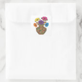 Speelse Zilveren BLOEMEN IN Vierkante Sticker (Tas)