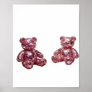Speelse Zilveren DIAMANT TEDDYBEREN Citaat Design Poster