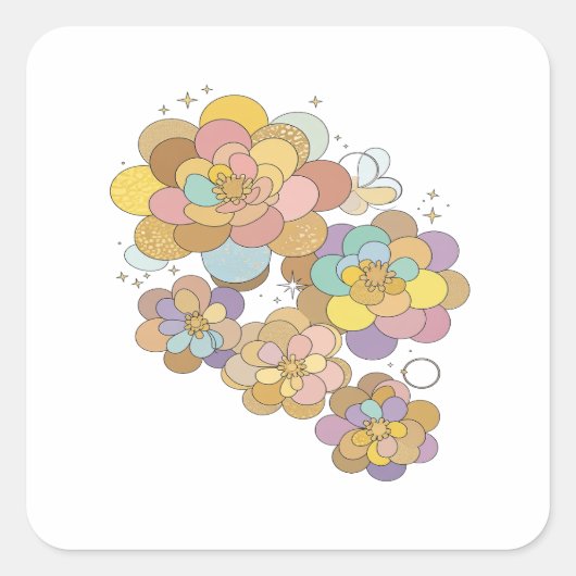 Speelse Zilveren FLORAL FANTASY Label Ontwerp (Voorkant)