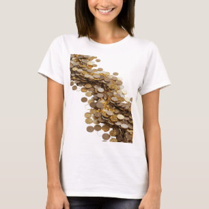 Speelse Zilveren GOUDEN MUNTEN DIE IN DE WIND WAAI T-shirt