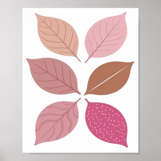 Speelse Zilveren HERFSTBLADEREN Tekst Ontwerp Poster (Voorkant)