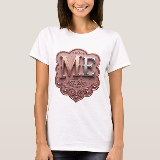 Speelse Zilveren ME EST 2001 Custom Design T-shirt (Voorkant)