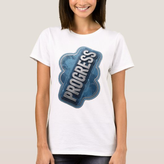 Speelse Zilveren PROGRESS Verklaring Ontwerp T-shirt (Voorkant)