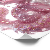 Speelse Zilveren ROZE GLITTER KAT Poster (Hoek)