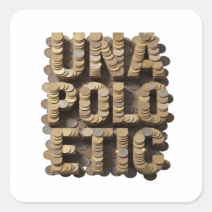 Speelse Zilveren UNA POL TICA Sticker Ontwerp