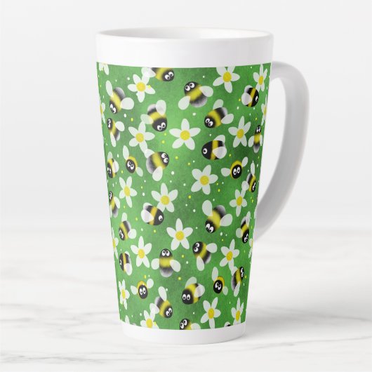 Speelse zoemende bijen (flesgroen) latte mok (Rechterhoek)