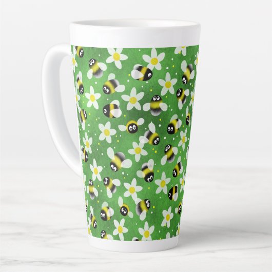 Speelse zoemende bijen (flesgroen) latte mok (Linkerhoek)