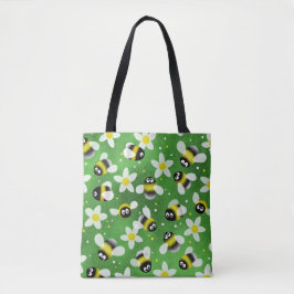 Speelse zoemende bijen (flesgroen) tote bag