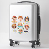 Speelse zomer sticker set van strandkinderen (Koffer)