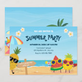 Speelse zomerse strandcartoonfruit  kaart (Voorkant / Achterkant)