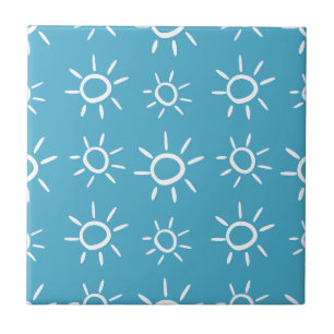 Speelse Zon Doodle Zomer Patroon Tegeltje