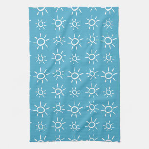 Speelse Zon Doodle Zomer Patroon Theedoek