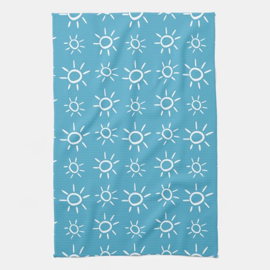 Speelse Zon Doodle Zomer Patroon Theedoek (Verticaal)