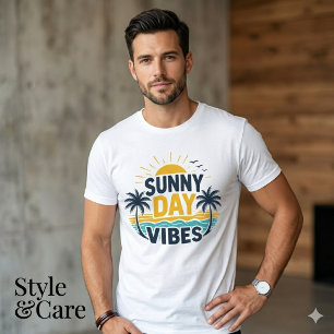 Speelse Zonnige Dag Grafische Trendy Heren T-shirt