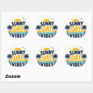 Speelse Zonnige Dag Grafische Trendy Vel van Ronde Sticker