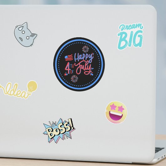 Speelse Zwart en Blauw Patriottische Viering Ronde Sticker