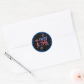 Speelse Zwart en Blauw Patriottische Viering Ronde Sticker (Envelop)