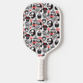 Speelse zwart en rood monster doedels pickleball paddle (Achterkant)