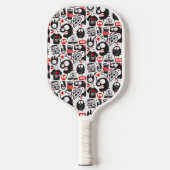 Speelse zwart en rood monster doedels pickleball paddle (Voorkant)