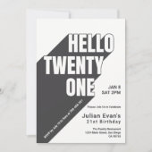 Speelse zwart-wit gedurfde typografie 21ste verjaa kaart (Voorkant)