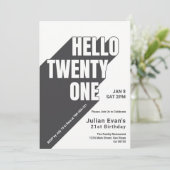 Speelse zwart-wit gedurfde typografie 21ste verjaa kaart (Staand voorkant)