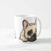 Speelse zwart-wit handgeschreven Franse Bulldog Koffiemok (Voorkant rechts)