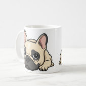 Speelse zwart-wit handgeschreven Franse Bulldog Koffiemok (Voorkant links)
