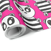 Speelse zwart-wit pandakunst cadeaupapier (Rol Hoek)