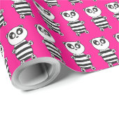 Speelse zwart-wit pandakunst cadeaupapier (Rol Hoek)