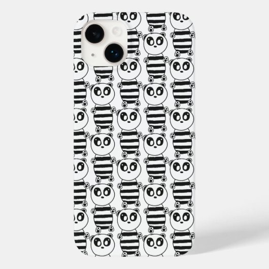 Speelse zwart-wit pandakunst Case-Mate iPhone case (Achterkant)