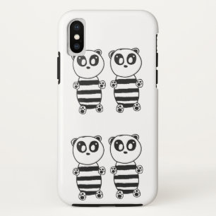 Speelse zwart-wit pandakunst Case-Mate iPhone case