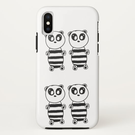 Speelse zwart-wit pandakunst Case-Mate iPhone case (Achterkant)