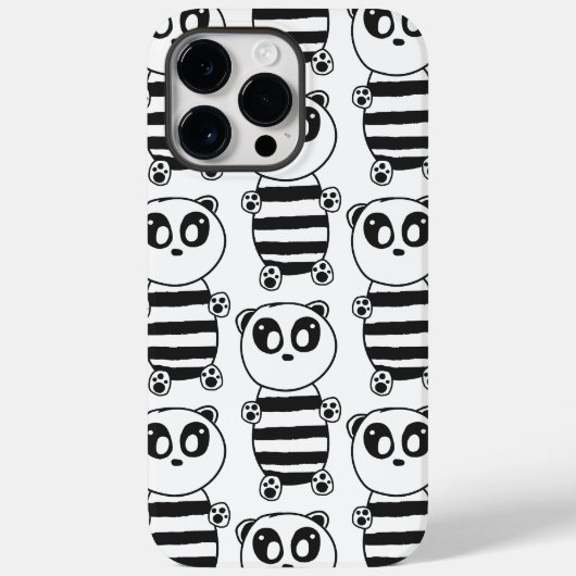 Speelse zwart-wit pandakunst Case-Mate iPhone case (Achterkant)
