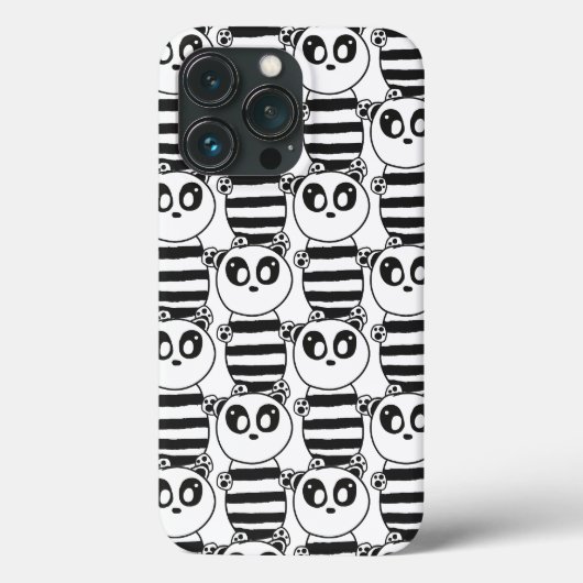 Speelse zwart-wit pandakunst Case-Mate iPhone case (Achterkant)