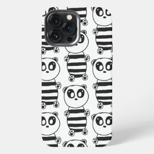Speelse zwart-wit pandakunst iPhone 13 pro max hoesje