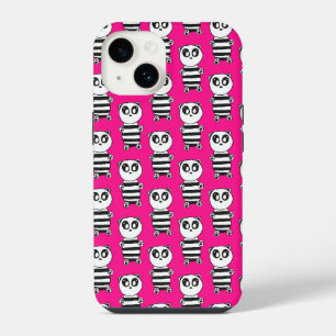 Speelse zwart-wit pandakunst iPhone 14 hoesje
