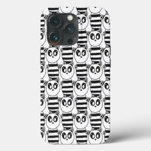 Speelse zwart-wit pandakunst iPhone 13 pro hoesje