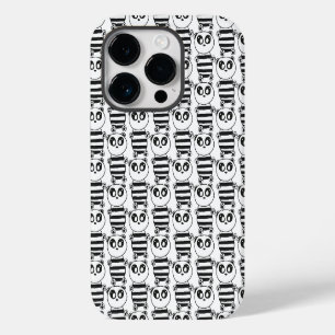 Speelse zwart-wit pandakunst iPhone 14 plus hoesje