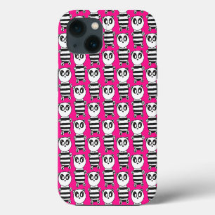 Speelse zwart-wit pandakunst iPhone 13 hoesje