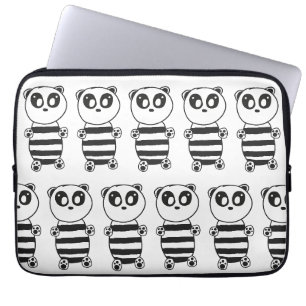 Speelse zwart-wit pandakunst laptop sleeve