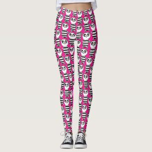Speelse zwart-wit pandakunst leggings