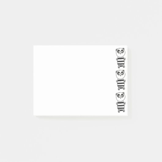 Speelse zwart-wit pandakunst post-it® notes (Voorkant)