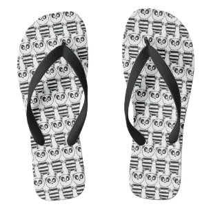 Speelse zwart-wit pandakunst teenslippers