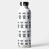 Speelse zwart-wit pandakunst waterfles (Links)