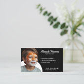 Speelse zwart-wit partij gezicht schilder visitekaartje (Staand voorkant)