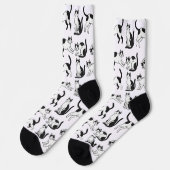 Speelse zwart-wit tuxedo kattenpatroon sokken (Links)