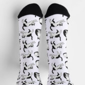 Speelse zwart-wit tuxedo kattenpatroon sokken (Top)
