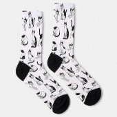 Speelse zwart-wit tuxedo kattenpatroon sokken (Rechts)