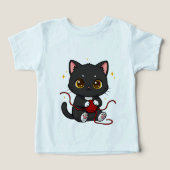 Speelse Zwarte Kat Chibi Ontwerp (Design voorkant)