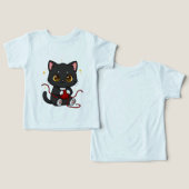 Speelse Zwarte Kat Chibi Ontwerp (Ontwerp Voorkant & Achterkant)